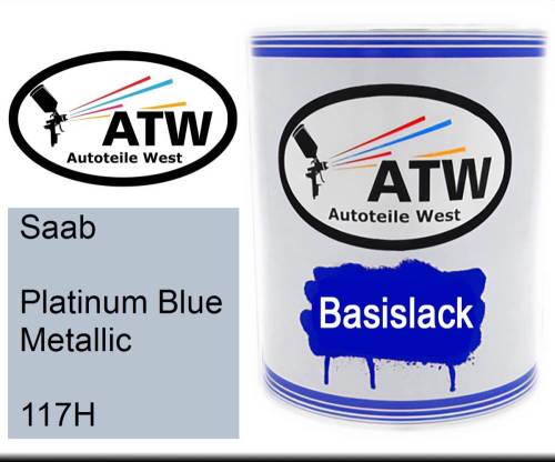 Saab, Platinum Blue Metallic, 117H: 1L Lackdose, von ATW Autoteile West.